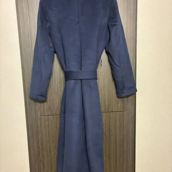 EXPRESS Navy Blue Belted Coat - Picture 2 of 7